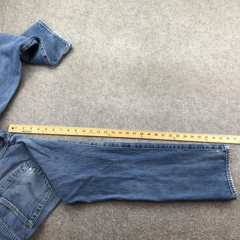 Levis 501 Jeans Mens 31x30 Blue Light Wash Regular Straight Denim Distressed